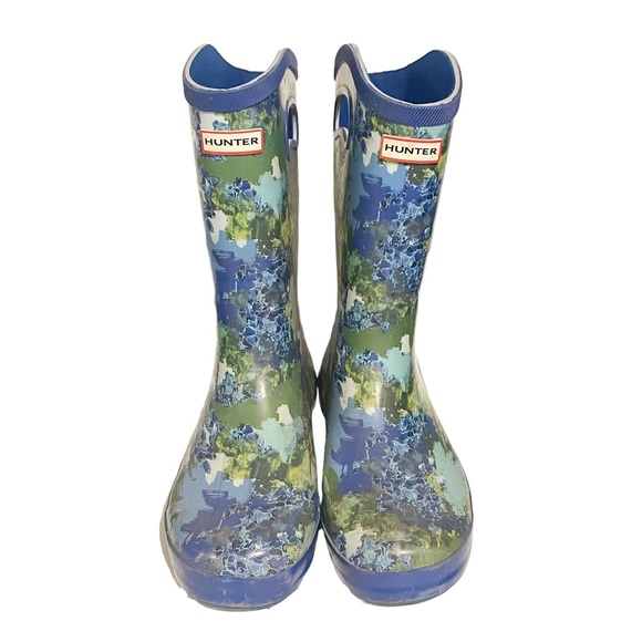 Hunter for Target Kids' Size 5 Unisex Abstract Print Tall‎ Rain Boots Blue - Picture 3 of 6